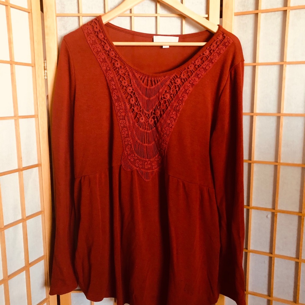 Rusty copper cotton tunic Suzanne Betro 1X